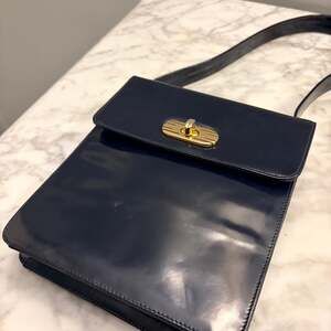 Laura Pelatti Italian Blue Patent Leather Mini Bag Excellent Condition 80s VTG